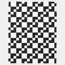 パッチワークDomino – 白黒 フリースブランケット