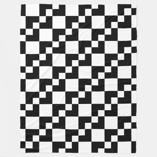 パッチワークDomino – 白黒 フリースブランケット (正面)