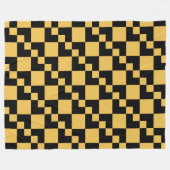 パッチワークDomino – 黒とオレンジ フリースブランケット (正面(横))