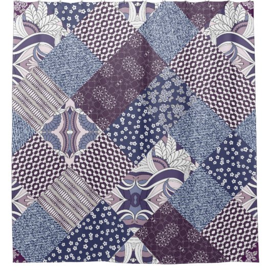 パッチワークDoodle:ヴィンテージBohoシームレス。 シャワーカーテン (正面)