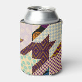 パッチワークHounds-tooth:ヴィンテージのシームレスな背景 缶クーラー (缶正面)