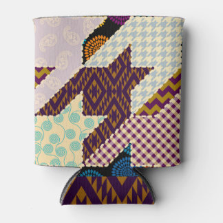 パッチワークHounds-tooth:ヴィンテージのシームレスな背景 缶クーラー