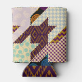 パッチワークHounds-tooth:ヴィンテージのシームレスな背景 缶クーラー (裏面)