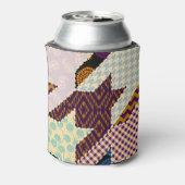 パッチワークHounds-tooth:ヴィンテージのシームレスな背景 缶クーラー (缶裏面)