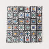 パッチワークMaori:エスニックカーペットデザイン。 タペストリー (正面(横))