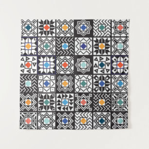 パッチワークMaori:エスニックカーペットデザイン。 タペストリー