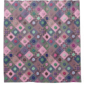 パッチワーユニークク数々のの色のボタンのパターン シャワーカーテン (正面)