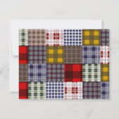 パッチワ名門私立校風のーク格子パーティの招待状 招待状 (裏面)
