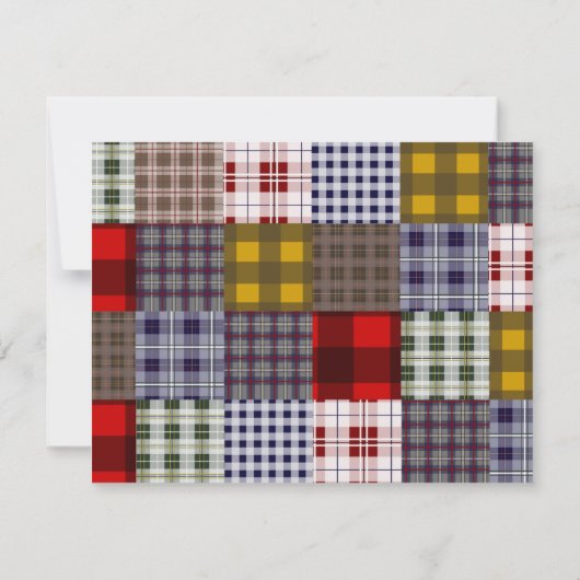 パッチワ名門私立校風のーク格子パーティの招待状 招待状 (裏面)