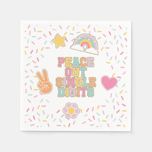 パッチ名門私立校風のピースオ独身のウト桁数10誕生日 スタンダードカクテルナプキン (正面)