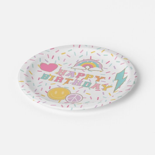 パッチ名門私立校風のレター誕生日紙プレート ペーパープレート (アングル)