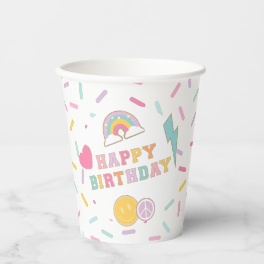パッチ名門私立校風の誕生日 紙コップ (正面)