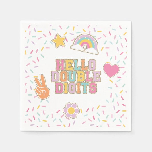 パッチ名門私立校風のHello 2桁10誕生日 スタンダードカクテルナプキン (正面)