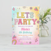 パッチ文字多様性ファッション名門私立校風の10代の誕生日 招待状 (スタンド正面)