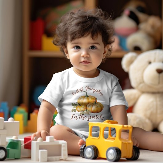 パッチ、秋、感謝祭でカボチャをカット ベビーボディスーツ
