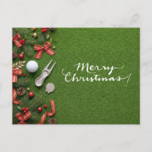 パッティンググリーンでのゴルフクリスマス メリークリスマス