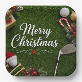 パッティンググリーンでゴルフ メリークリスマス ホリデー ペーパープレート