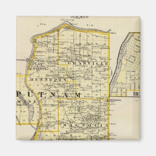 パットナムの地図とマーシャル県東部 マグネット (正面)