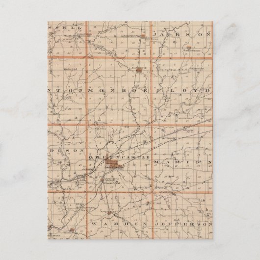 パットナム郡の地図 ポストカード (正面)