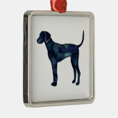パットハウンドブラックウォーターカラーシルエット メタルオーナメント (右)