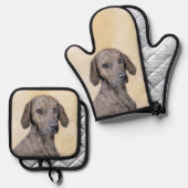 パットハウンド絵を描ズ可愛いオリジナルドッグアート 鍋つかみ&鍋敷きセット (正面/裏面)