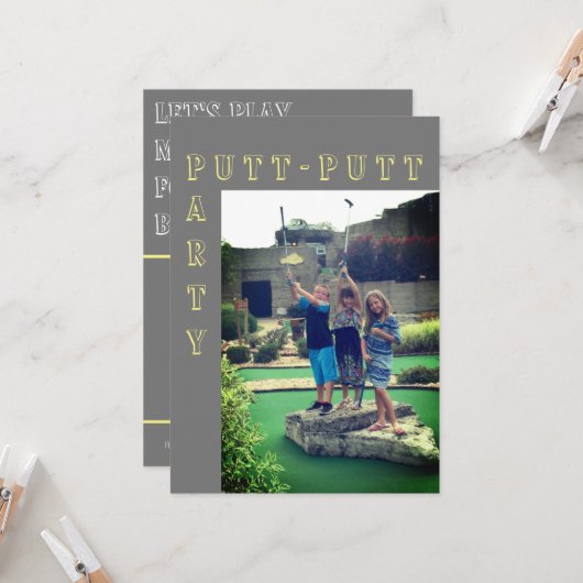 パットパットミニゴルフパーティーの招待状 招待状 (正面/裏面インサイチュ)
