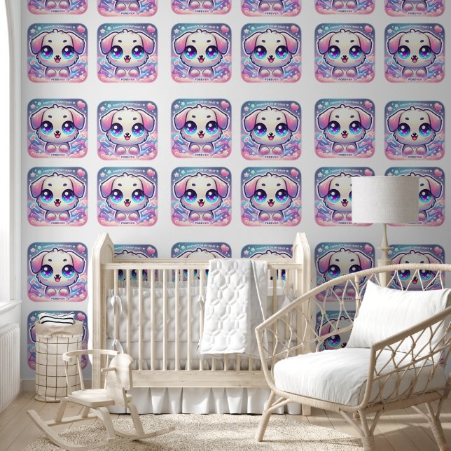 パットプリントオンマイハートかわいいパピーペットラブデザイン 壁紙 (キッズ)