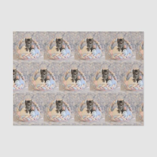 パットンの復活祭かご – ネコ/子猫ティッシュペーパー 薄葉紙 (正面)