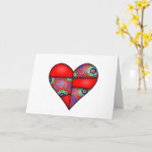 パッドを入れられたキルトにされたステッチされたハート赤01 カード (黄色い花)