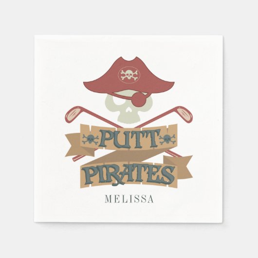 パッパーソナライズされたトパイレーツゴルフ趣味紙ナップ スタンダードカクテルナプキン (正面)
