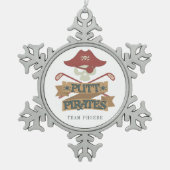 パッパーソナライズされたト海賊ゴルフ趣味 スノーフレークピューターオーナメント (正面)