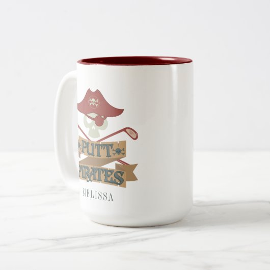 パッパーソナライズされたト海賊ゴルフ趣味 ツートーンマグカップ (正面左)