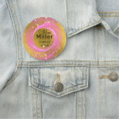 パッファンシークスタイリッシュ・ピンクと金ゴールドのメイクアップアーティスト 名札 (インサイチュ)