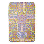 パッモダンチワークデイジー花on Periwinkle バスマット (正面縦)