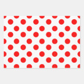 パッモダンプを包む赤いクリスマスのストライプドットとドット ラッピングペーパーシート (正面)