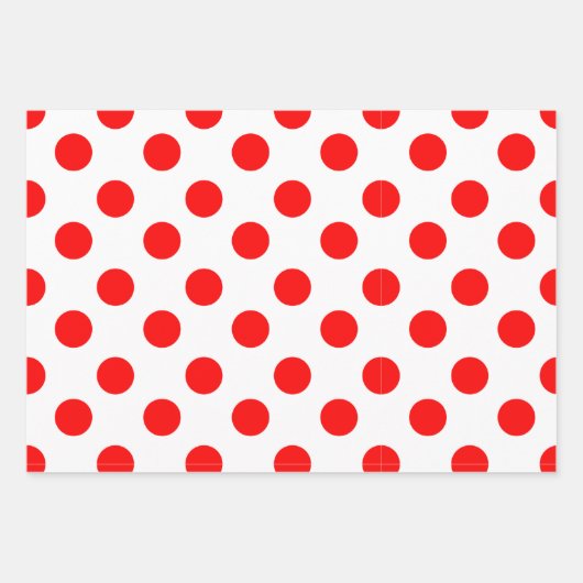 パッモダンプを包む赤いクリスマスのストライプドットとドット ラッピングペーパーシート (正面)