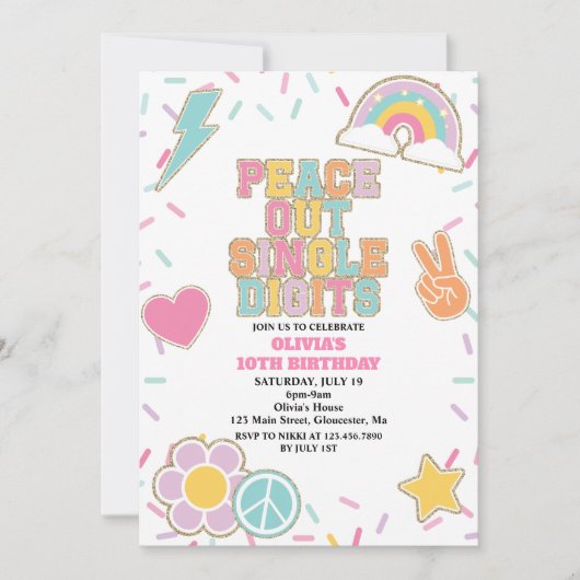 パッ名門私立校風のチのピースオ独身のウト桁数10誕生日 招待状 (正面)