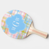 パッ名門私立校風のチワークマドラスパステルクローバーイニシャル 卓球ラケット (横)