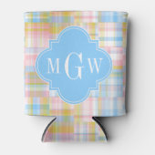 パッ名門私立校風のチワークマドラスパステルクローバーイニシャル 缶クーラー (正面)