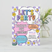 パッ名門私立校風のチ文字招待状、女の子誕生日インビ 招待状 (スタンド正面)