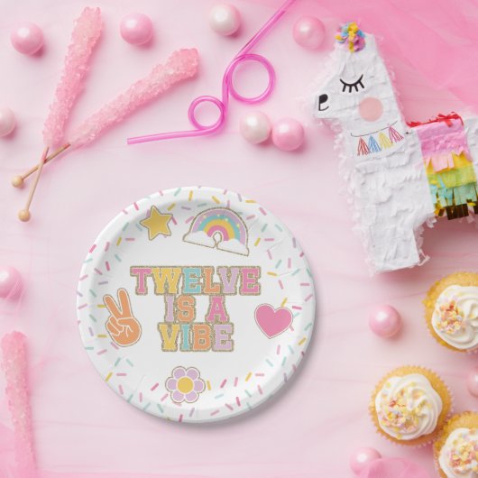 パッ名門私立校風のチ12はヴィーベ12誕生日 ペーパープレート (パーティー)