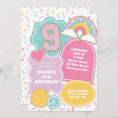 パッ名門私立校風のチ9誕生日 招待状 (正面/裏面)