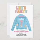 パッ名門私立校風のチjean jacket 7TH誕生日 招待状 (正面)