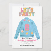 パッ名門私立校風のチjean jacket 8TH誕生日 招待状 (正面)