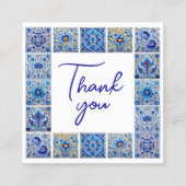 パッ地中海のク感謝していの挿入する青いタイル スクエア名刺 (正面)