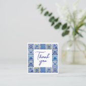 パッ地中海のク感謝していの挿入する青いタイル スクエア名刺 (スタンド正面)