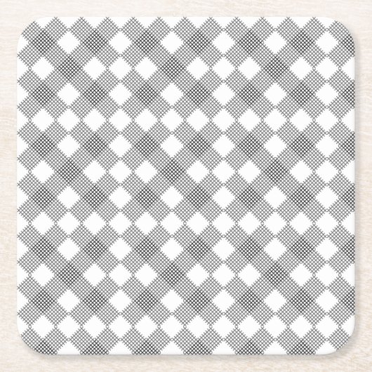 パッ市松模様にチのパターン スクエアペーパーコースター (正面)