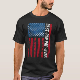 パッ最高のパパパパップエバーアメリカ国旗おじいちゃん父の日ギフト Tシャツ