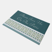 パティオウェルカムインティール（緑がかった色）ブルー ドアマット (アングル)