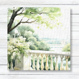 パティオガゼボレイクビューウォーターカラーアートキャンバス キャンバスプリント